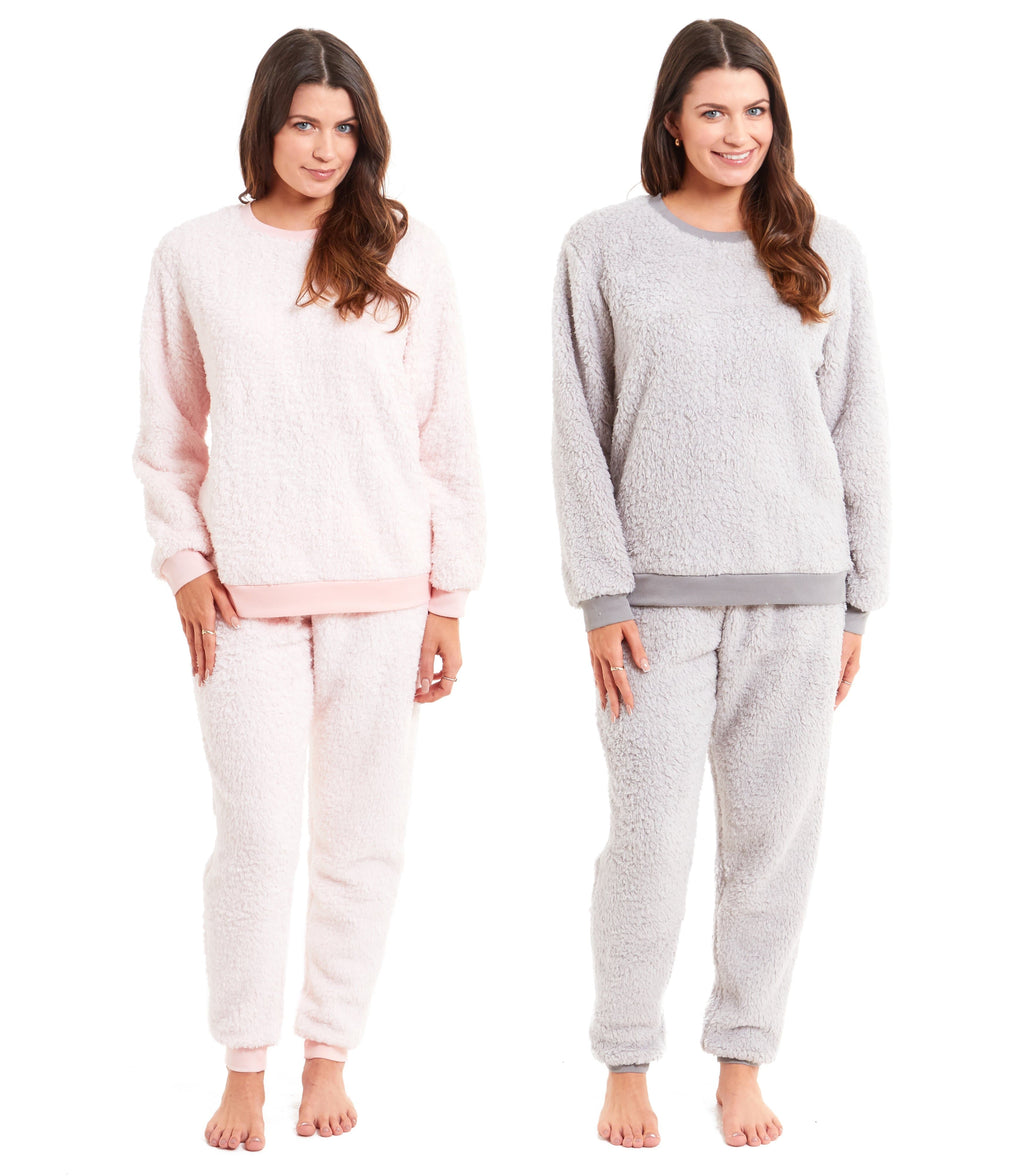 OLIVIA ROCCO Women's Teddy Fleece Pyjama Set – Soft Stretch Loungewear