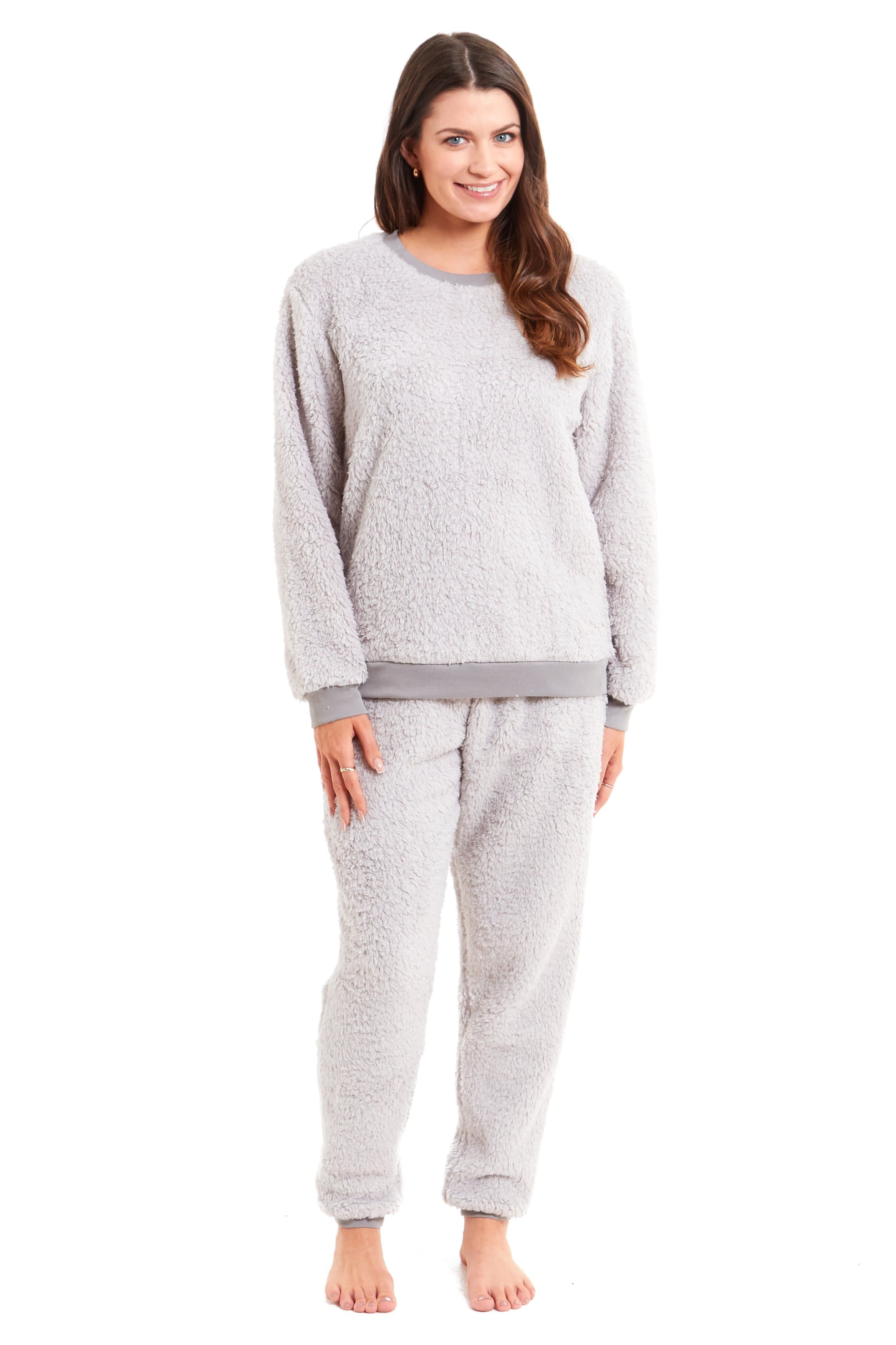 OLIVIA ROCCO Women's Teddy Fleece Pyjama Set – Soft Stretch Loungewear