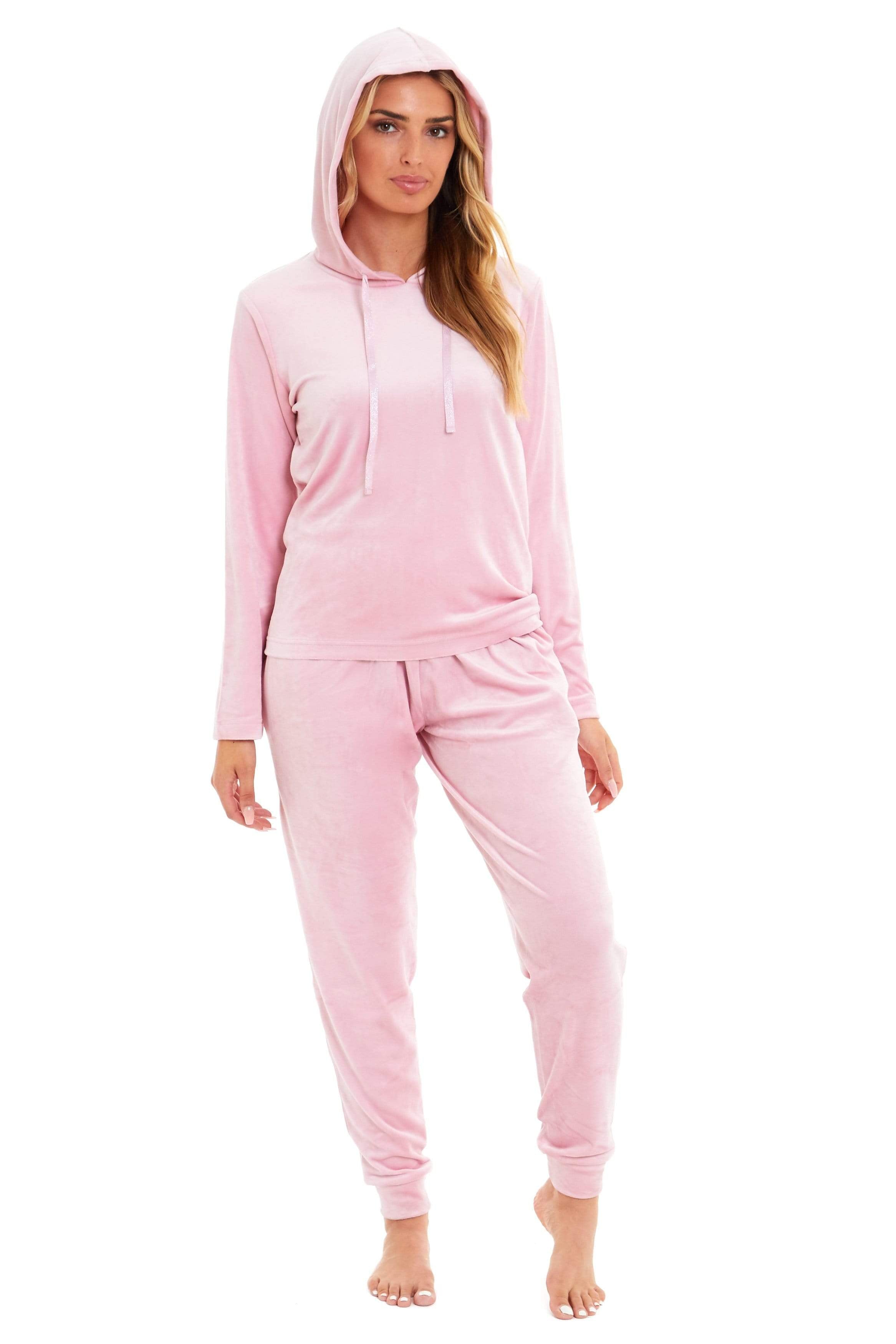 OLIVIA ROCCO Women's Velour Hooded Pyjama Set – Soft Stretch Loungewear