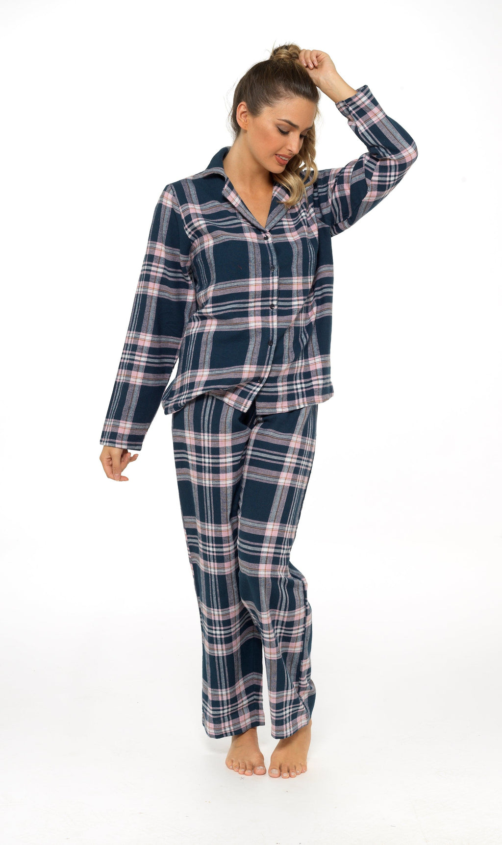 OLIVIA ROCCO Women's Flannelette Pyjama Set | 100% Brushed Cotton Check PJs
