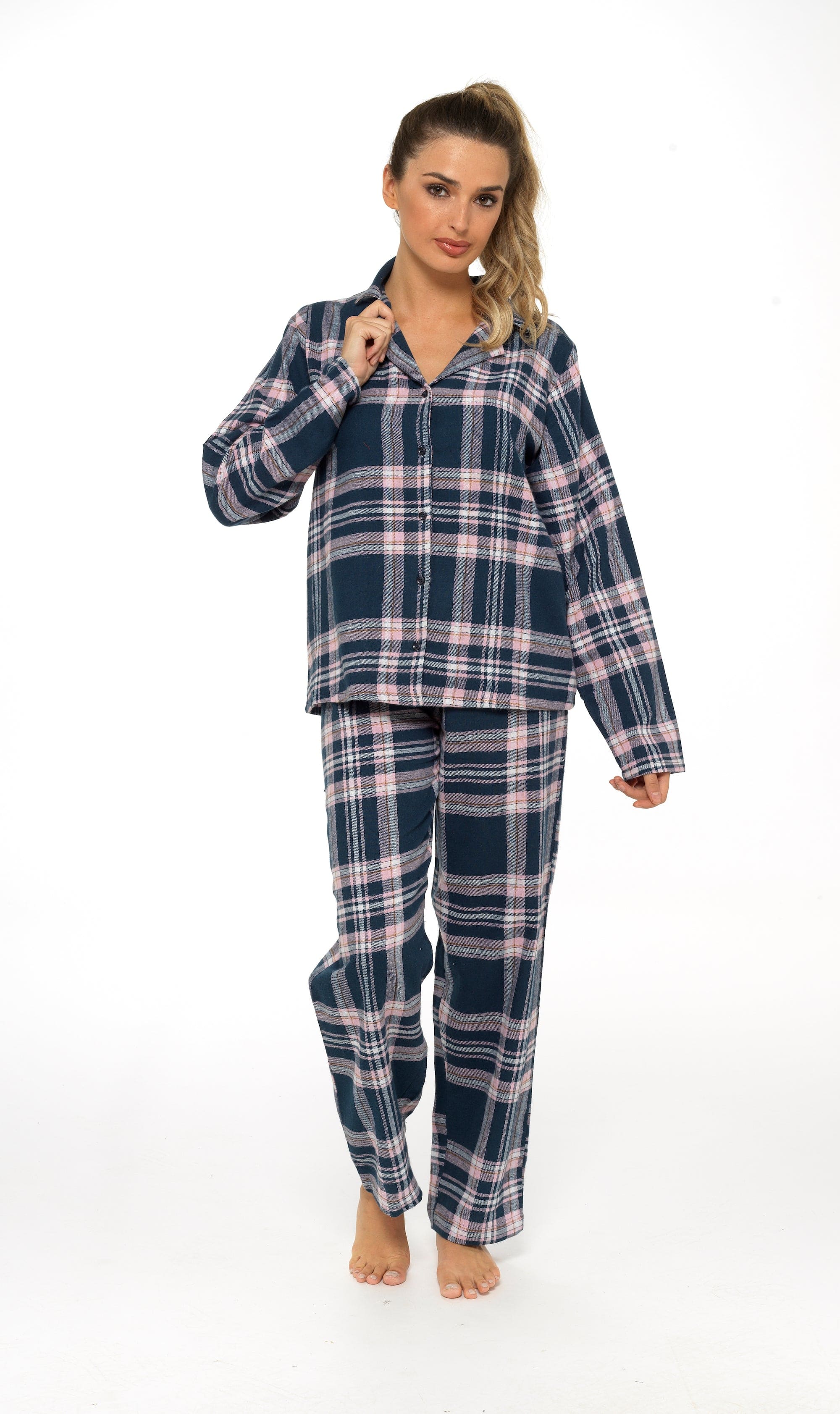 OLIVIA ROCCO Women's Flannelette Pyjama Set | 100% Brushed Cotton Check PJs