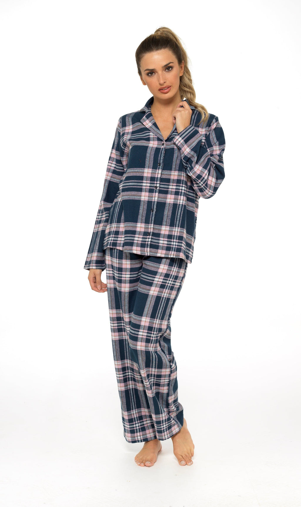 OLIVIA ROCCO Women's Flannelette Pyjama Set | 100% Brushed Cotton Check PJs
