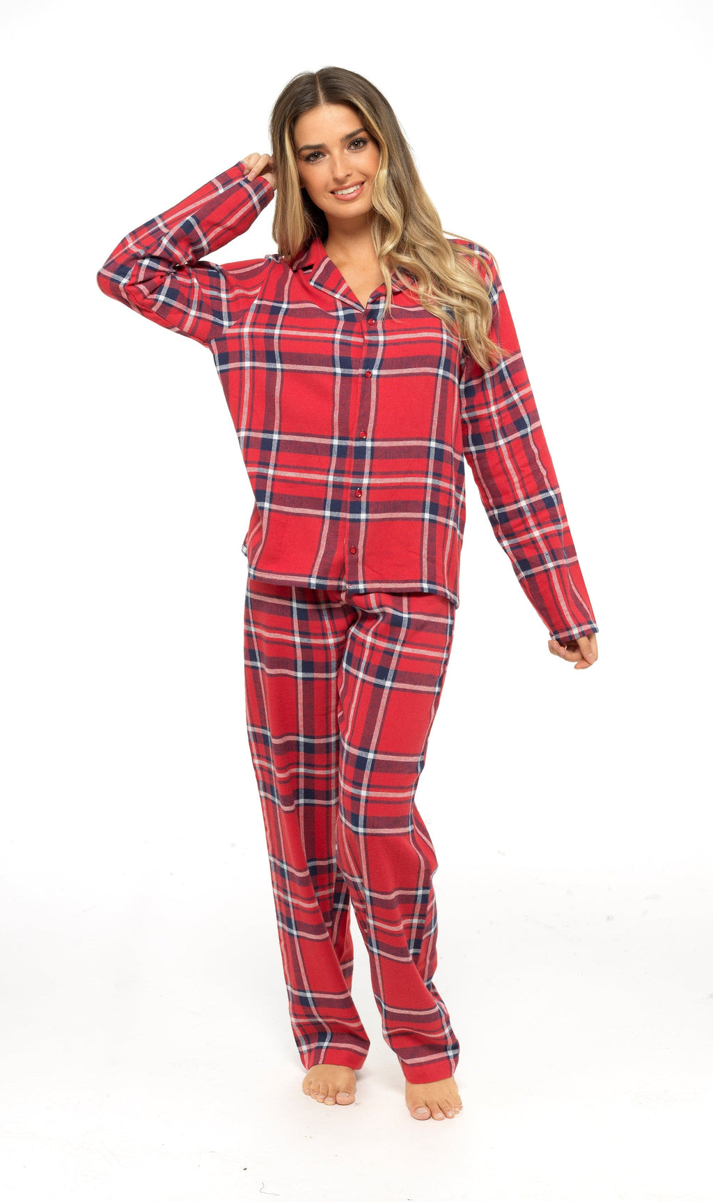OLIVIA ROCCO Women's Flannelette Pyjama Set | 100% Brushed Cotton Check PJs