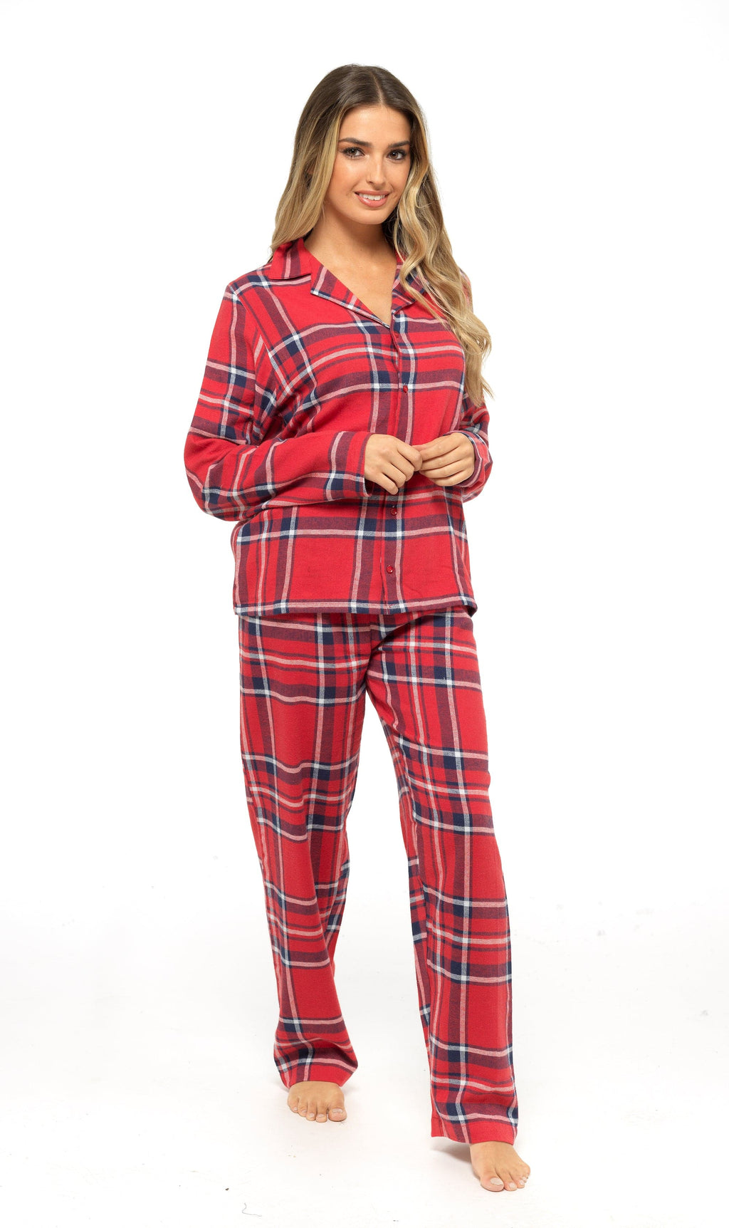 OLIVIA ROCCO Women's Flannelette Pyjama Set | 100% Brushed Cotton Check PJs