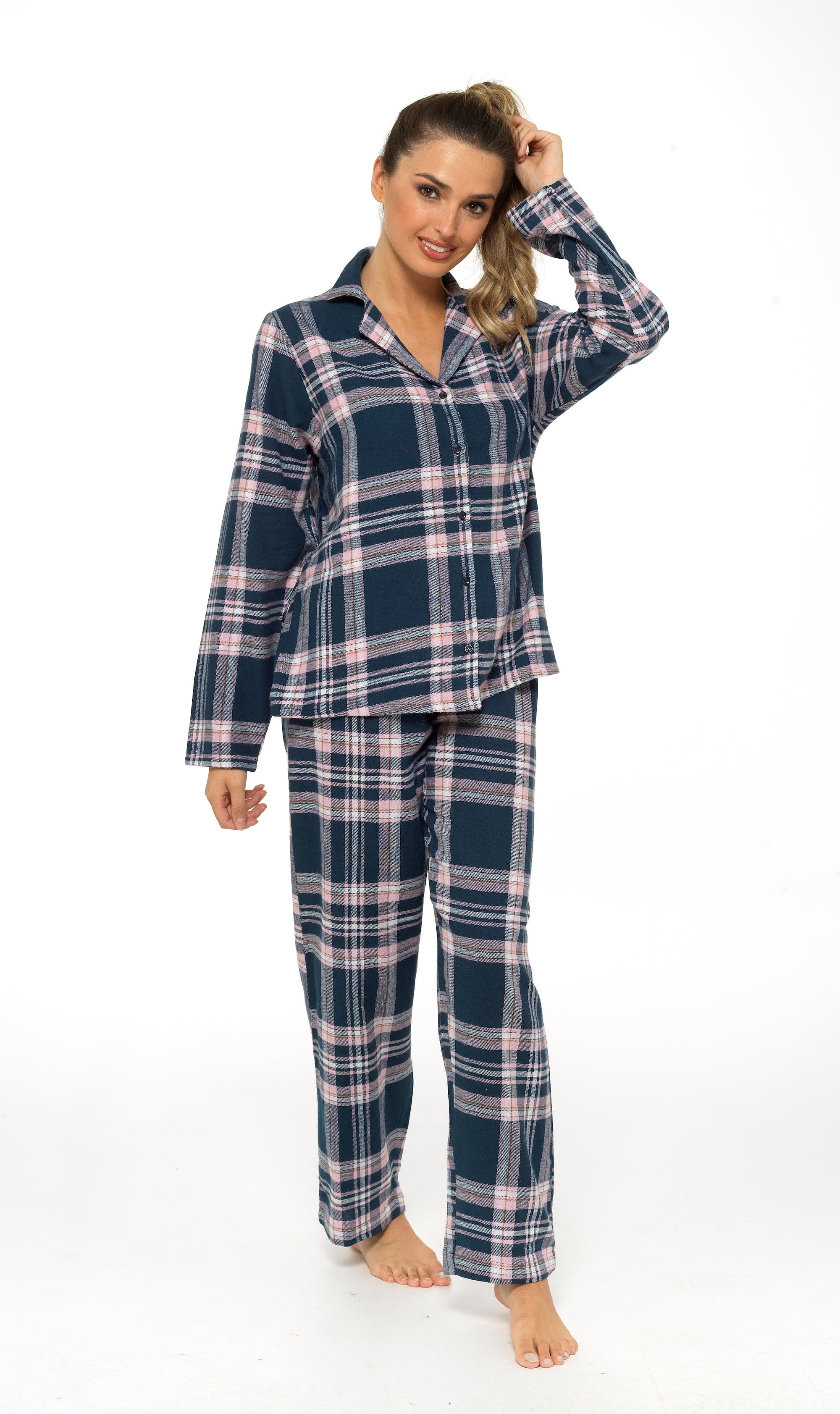 OLIVIA ROCCO Women's Flannelette Pyjama Set | 100% Brushed Cotton Check PJs