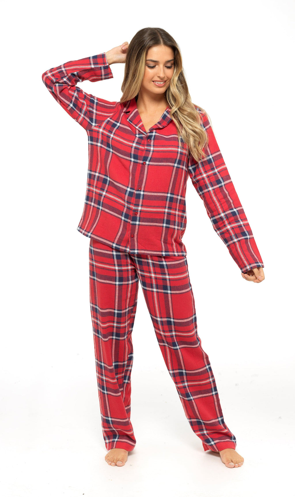 OLIVIA ROCCO Women's Flannelette Pyjama Set | 100% Brushed Cotton Check PJs