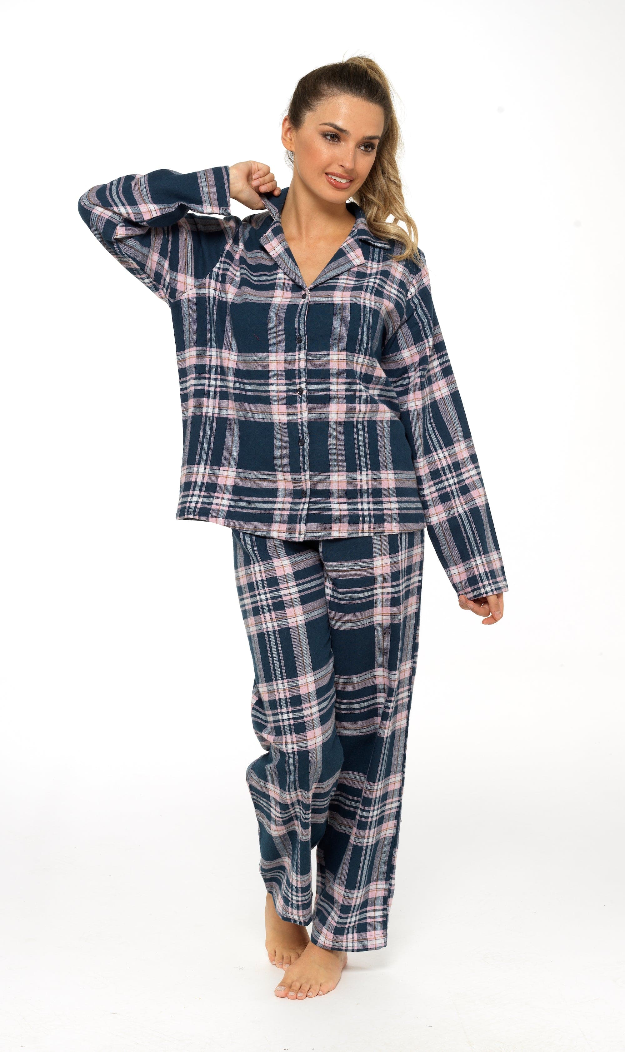 OLIVIA ROCCO Women's Flannelette Pyjama Set | 100% Brushed Cotton Check PJs