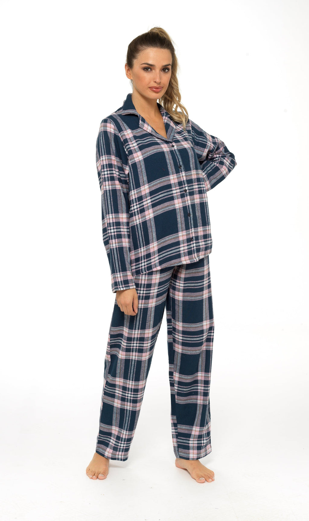 OLIVIA ROCCO Women's Flannelette Pyjama Set | 100% Brushed Cotton Check PJs