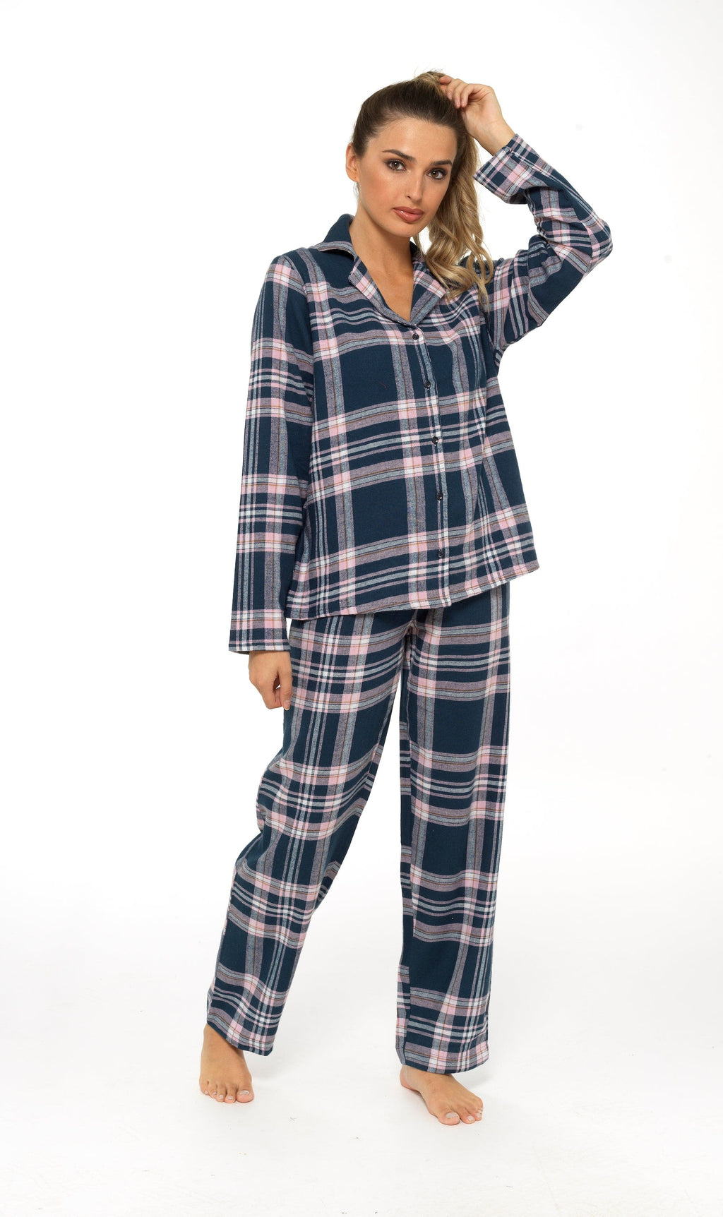 OLIVIA ROCCO Women's Flannelette Pyjama Set | 100% Brushed Cotton Check PJs
