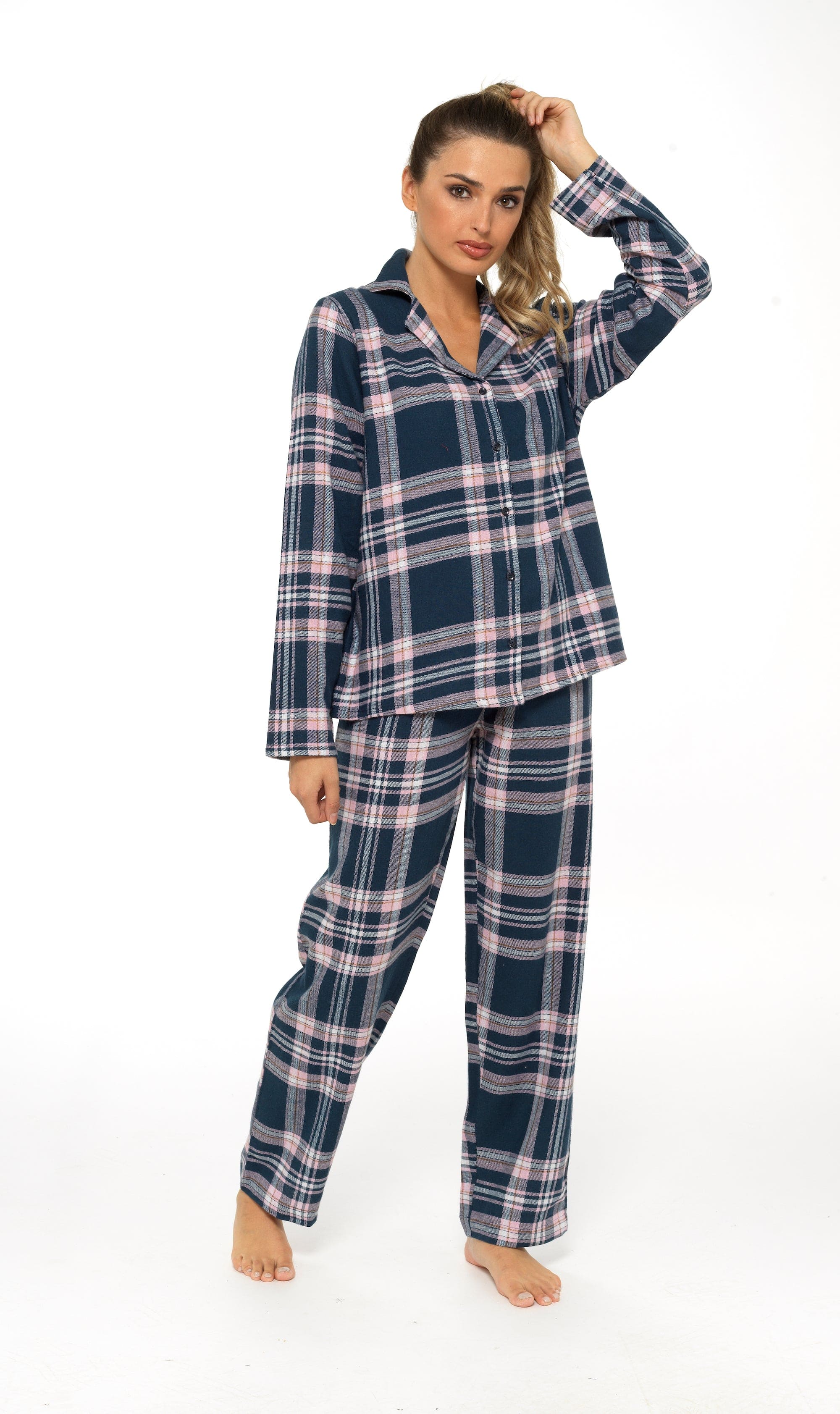 OLIVIA ROCCO Women's Flannelette Pyjama Set | 100% Brushed Cotton Check PJs