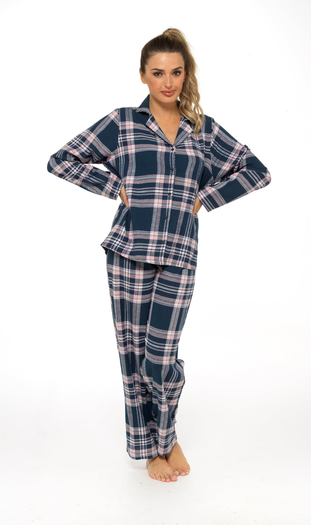OLIVIA ROCCO Women's Flannelette Pyjama Set | 100% Brushed Cotton Check PJs