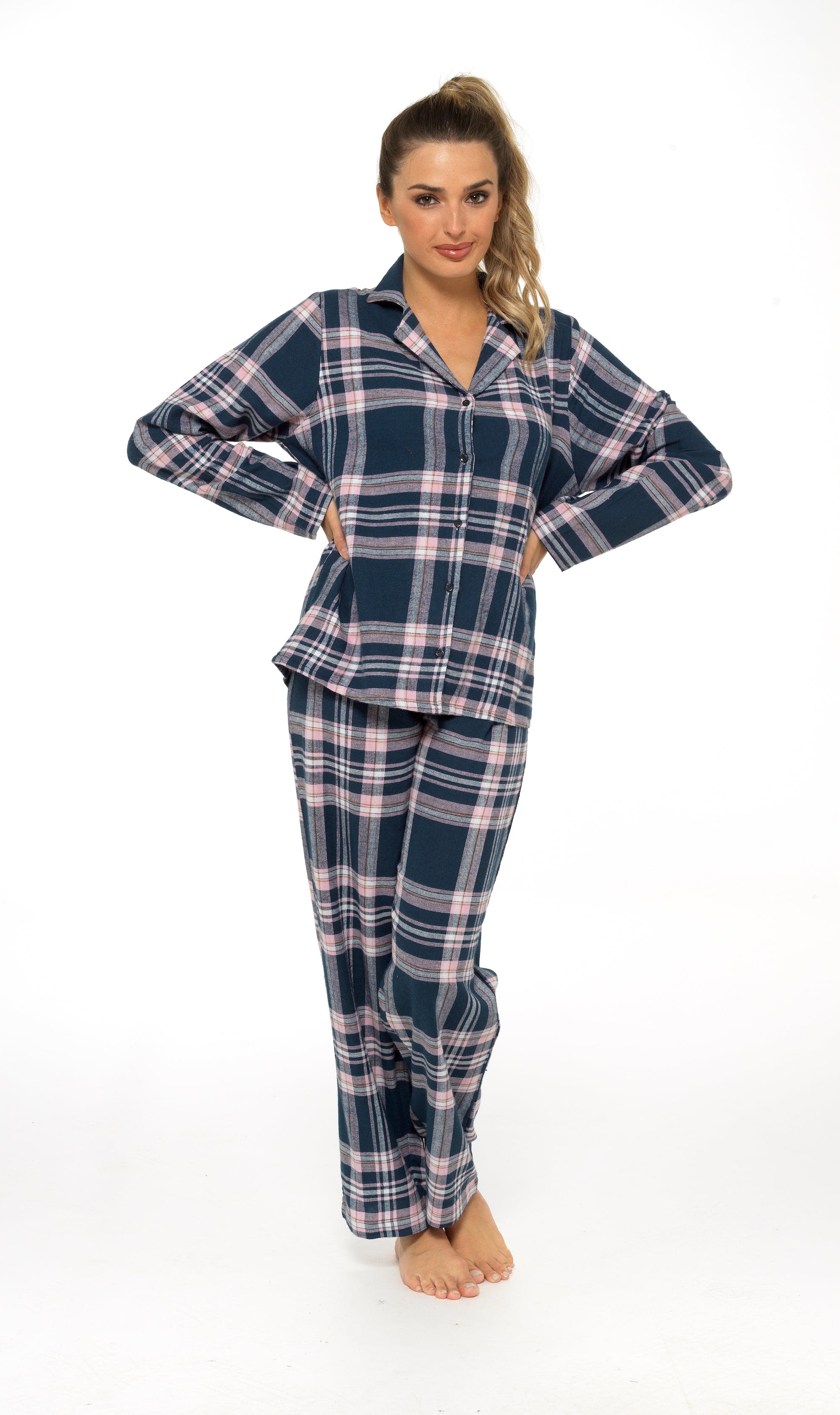 OLIVIA ROCCO Women's Flannelette Pyjama Set | 100% Brushed Cotton Check PJs