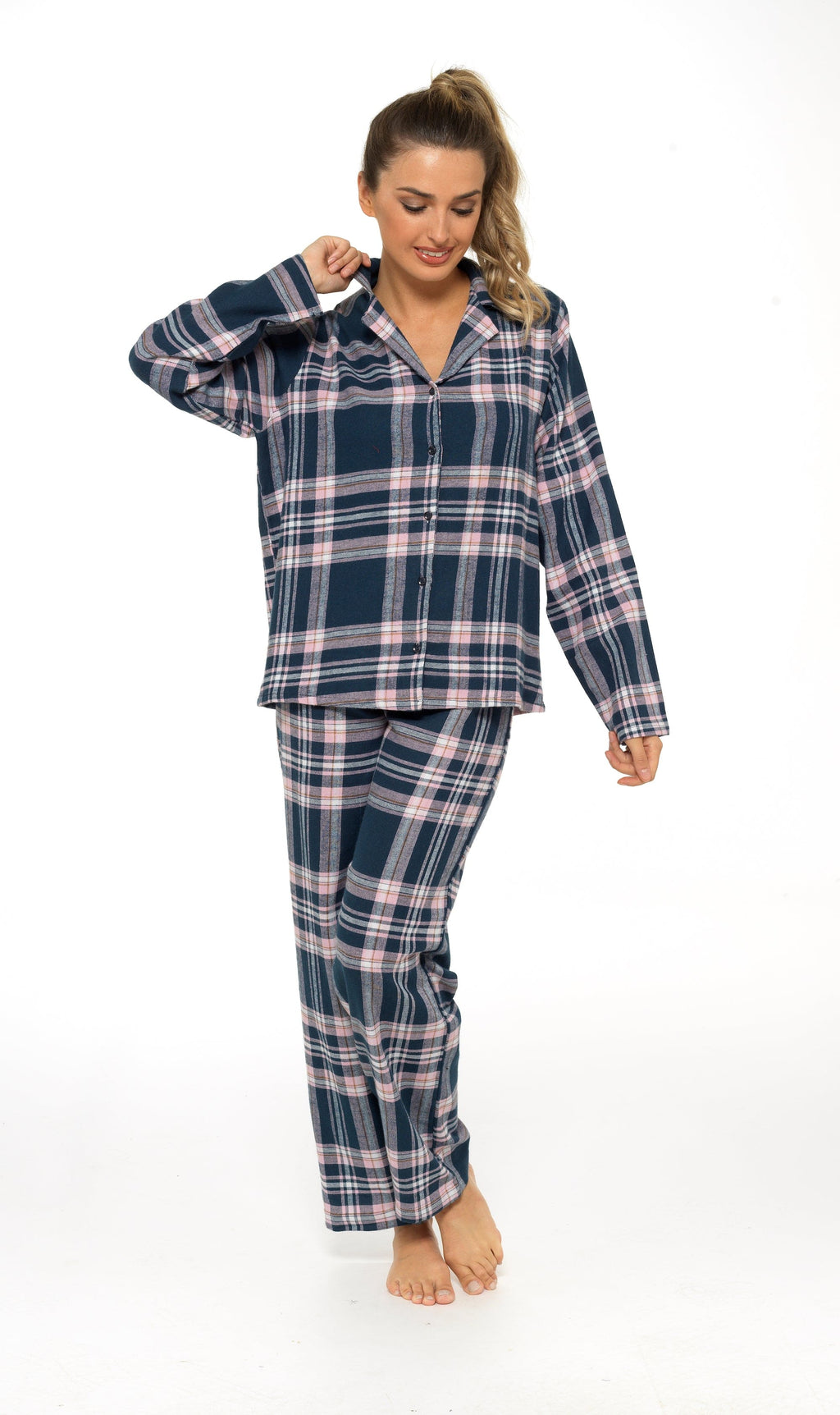 OLIVIA ROCCO Women's Flannelette Pyjama Set | 100% Brushed Cotton Check PJs