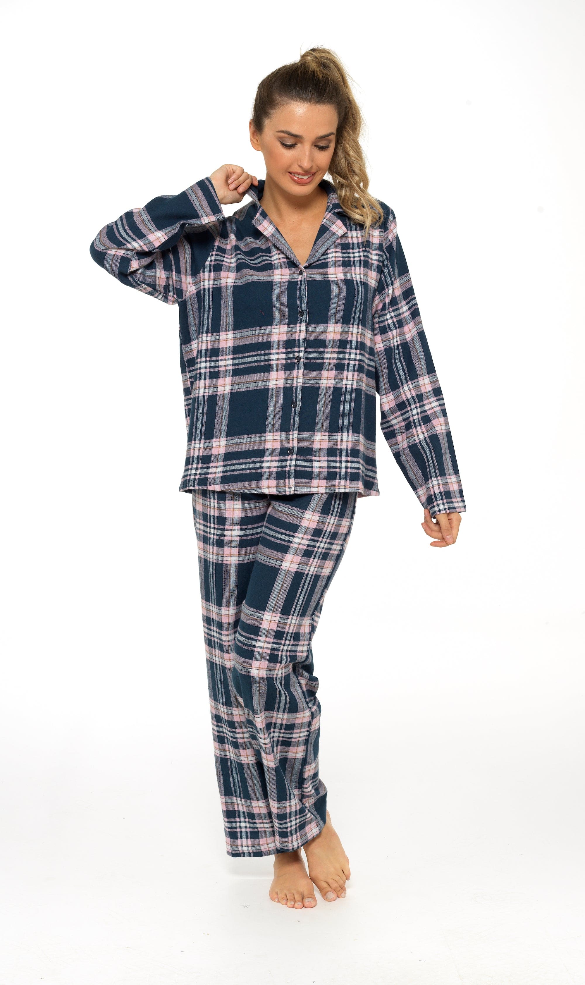 OLIVIA ROCCO Women's Flannelette Pyjama Set | 100% Brushed Cotton Check PJs