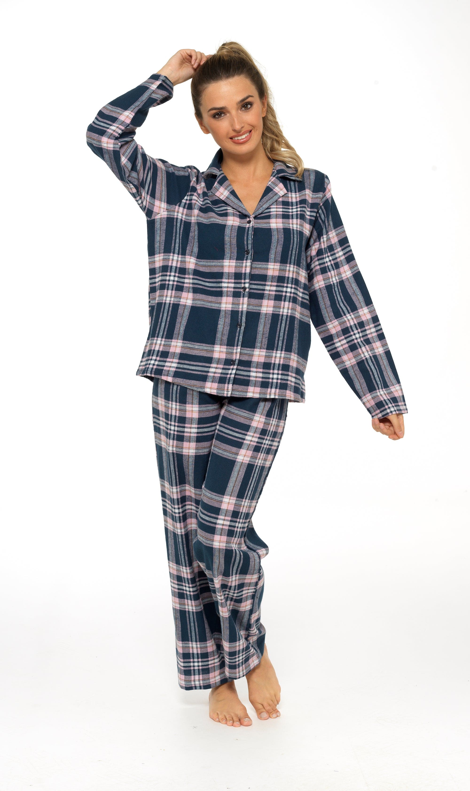 OLIVIA ROCCO Women's Flannelette Pyjama Set | 100% Brushed Cotton Check PJs