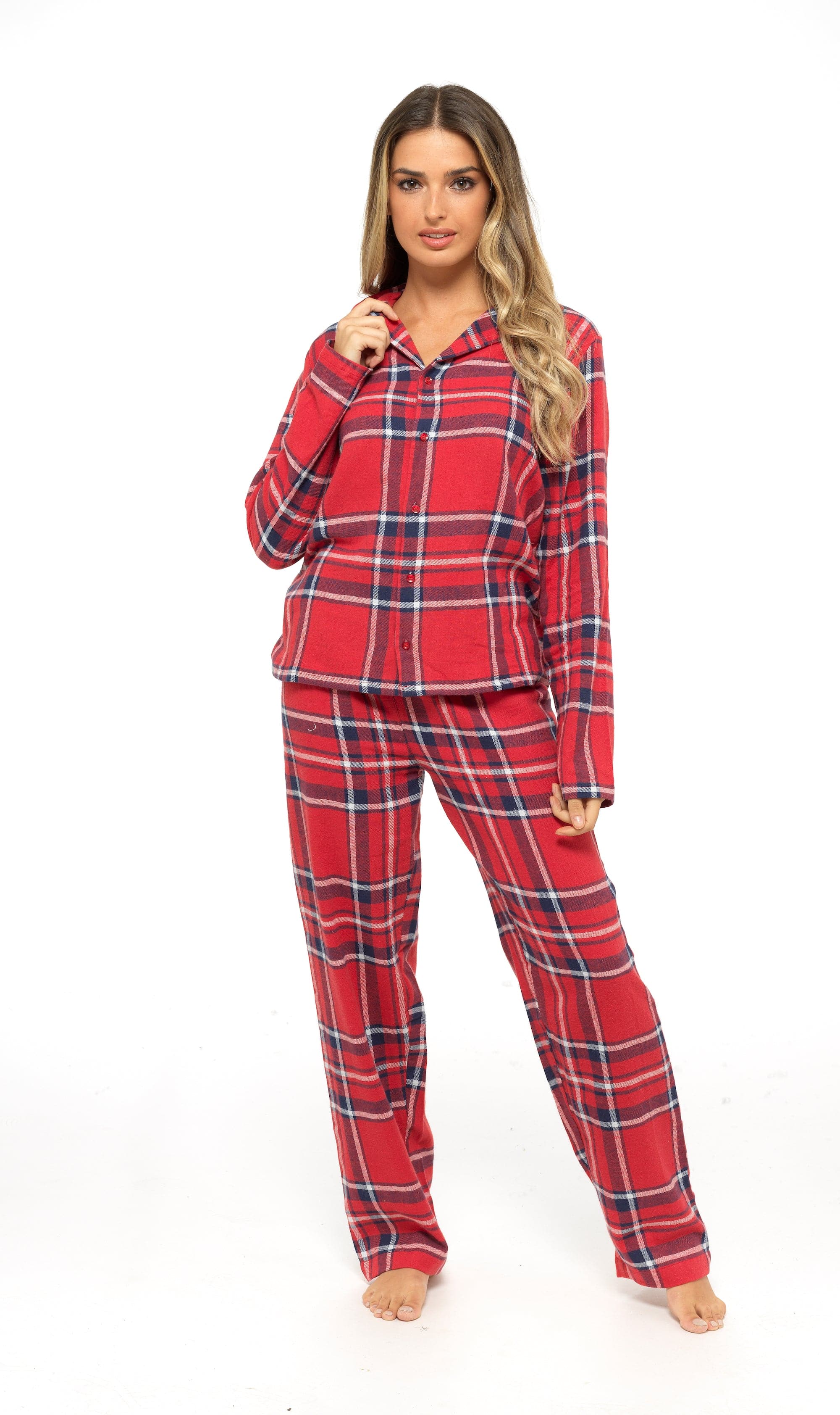 OLIVIA ROCCO Women's Flannelette Pyjama Set | 100% Brushed Cotton Check PJs
