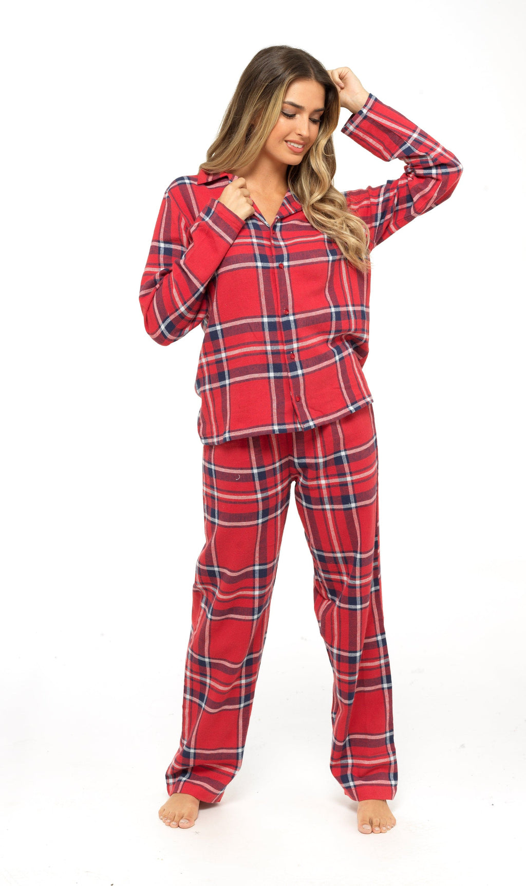 OLIVIA ROCCO Women's Flannelette Pyjama Set | 100% Brushed Cotton Check PJs