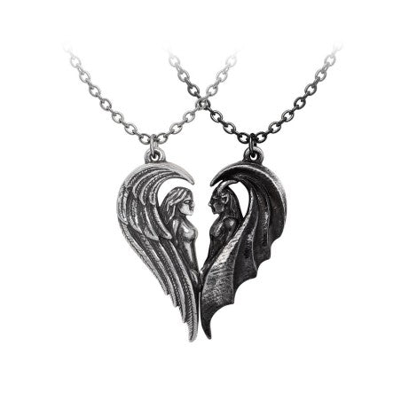 Kate's Clothing Angel & Demon Magnetic Pewter Couple Necklace Set