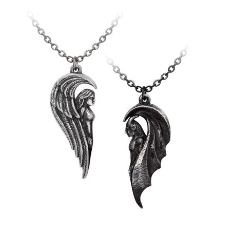 Kate's Clothing Angel & Demon Magnetic Pewter Couple Necklace Set