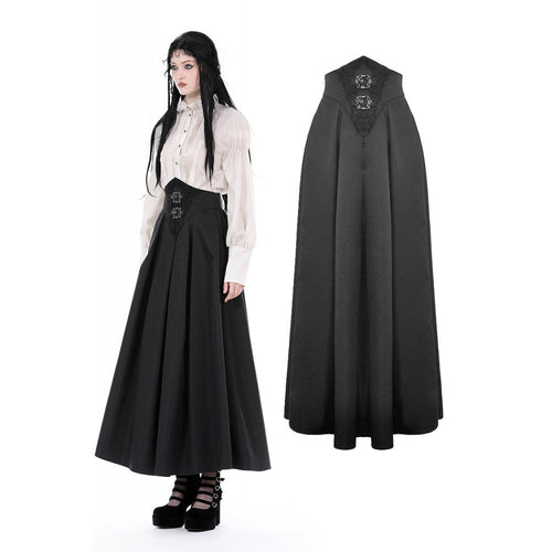 Dark In Love Delora High Waist Pleated Maxi Skirt – Black Gothic
