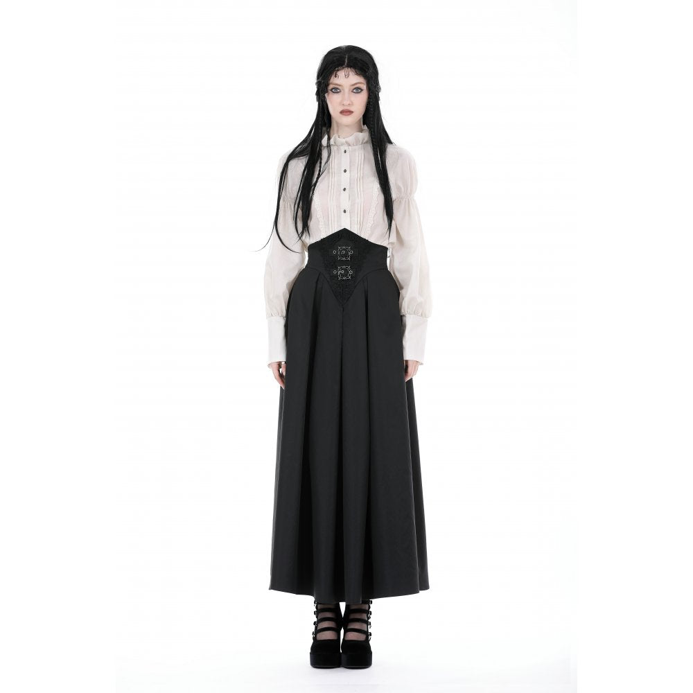 Dark In Love Delora High Waist Pleated Maxi Skirt – Black Gothic