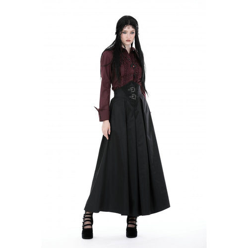 Dark In Love Delora High Waist Pleated Maxi Skirt – Black Gothic