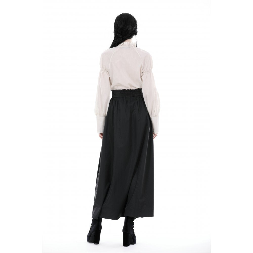 Dark In Love Delora High Waist Pleated Maxi Skirt – Black Gothic