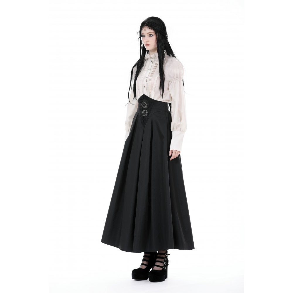 Dark In Love Delora High Waist Pleated Maxi Skirt – Black Gothic