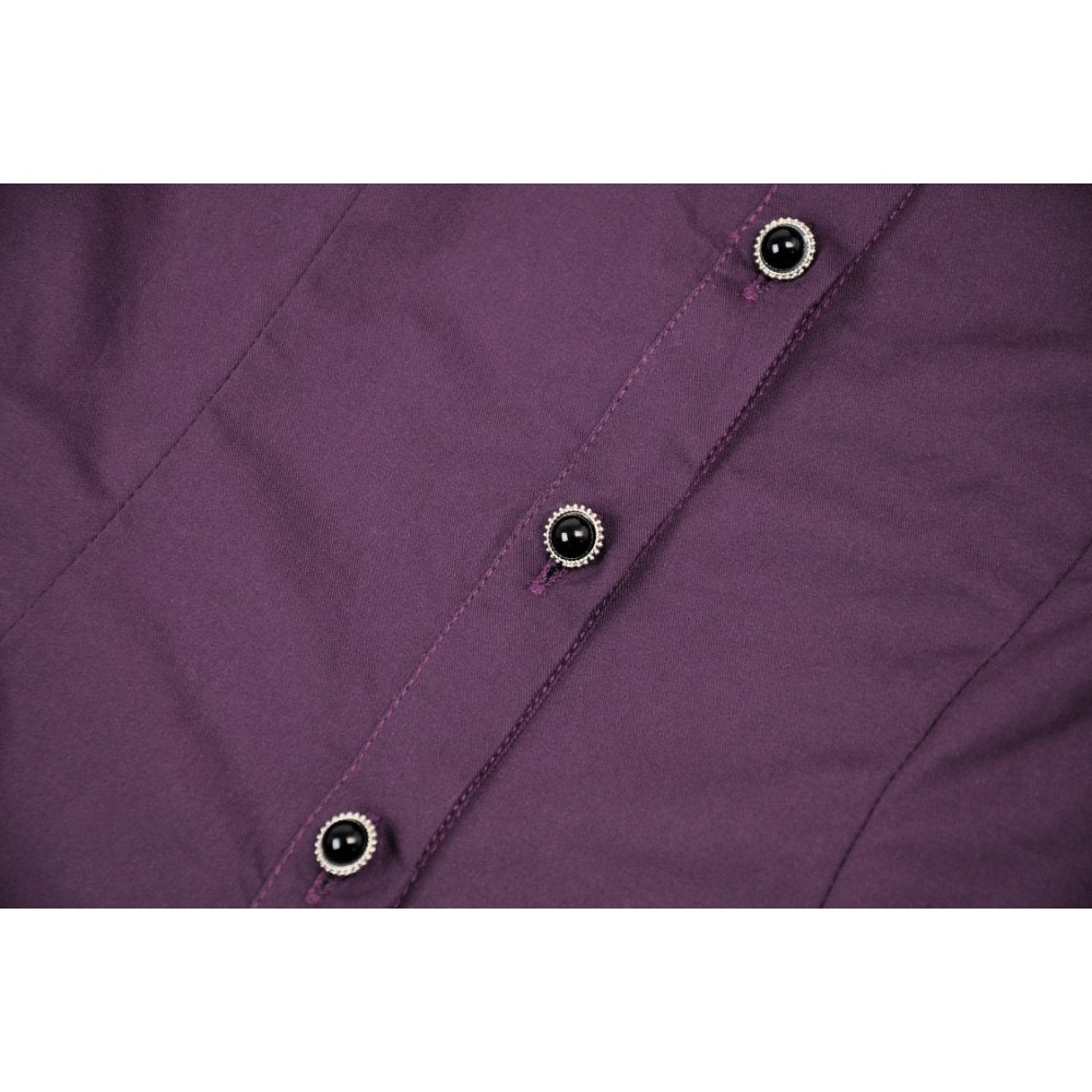 Dark In Love Druantia Blouse – Deep Purple Cotton Gothic Puff Sleeve Top