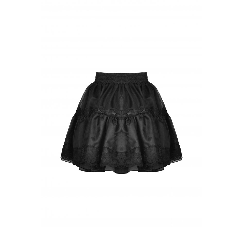 Dark In Love Fringilla Black Gothic Mini Skirt | Layered Frilly Mesh