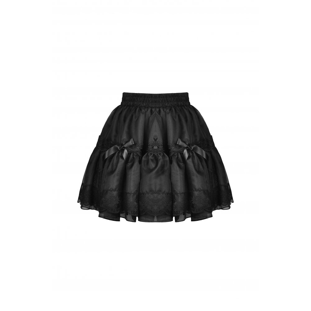 Dark In Love Fringilla Black Gothic Mini Skirt | Layered Frilly Mesh