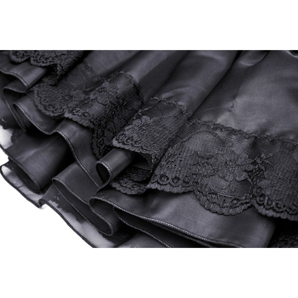 Dark In Love Fringilla Black Gothic Mini Skirt | Layered Frilly Mesh