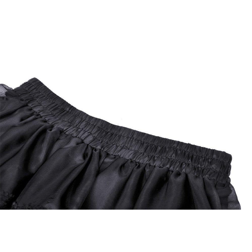 Dark In Love Fringilla Black Gothic Mini Skirt | Layered Frilly Mesh