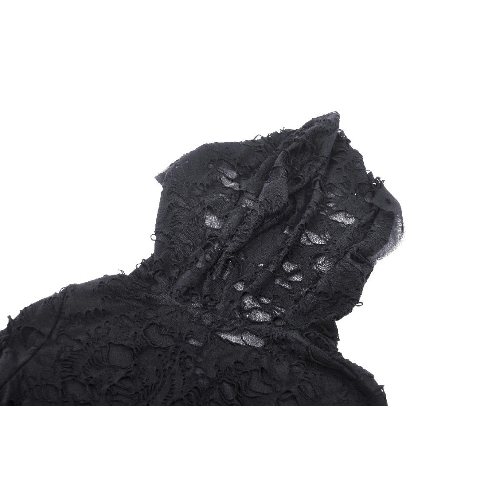 Dark In Love Hattie Hooded Dress – Gothic Distressed Flared Sleeve