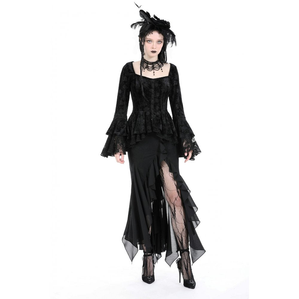 Dark In Love Izora Skirt – Gothic Fishtail Skirt with Side Opening