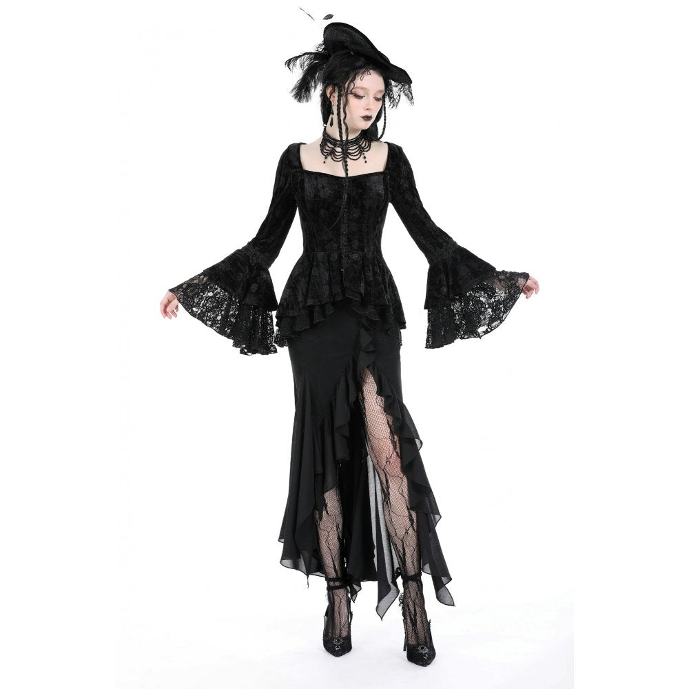 Dark In Love Izora Skirt – Gothic Fishtail Skirt with Side Opening