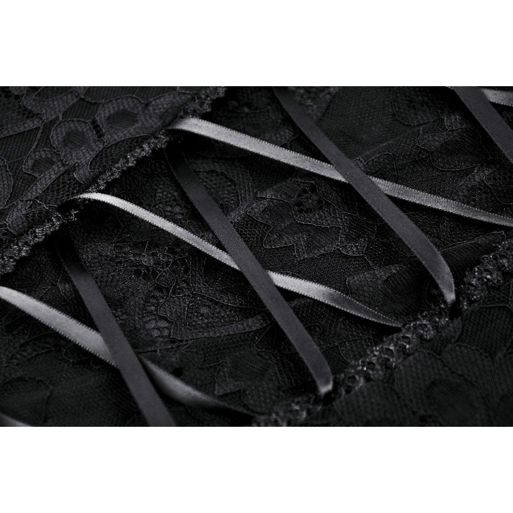 Dark In Love Naiara Lace Dress – Gothic Side Slit Gown with Lace Up Back