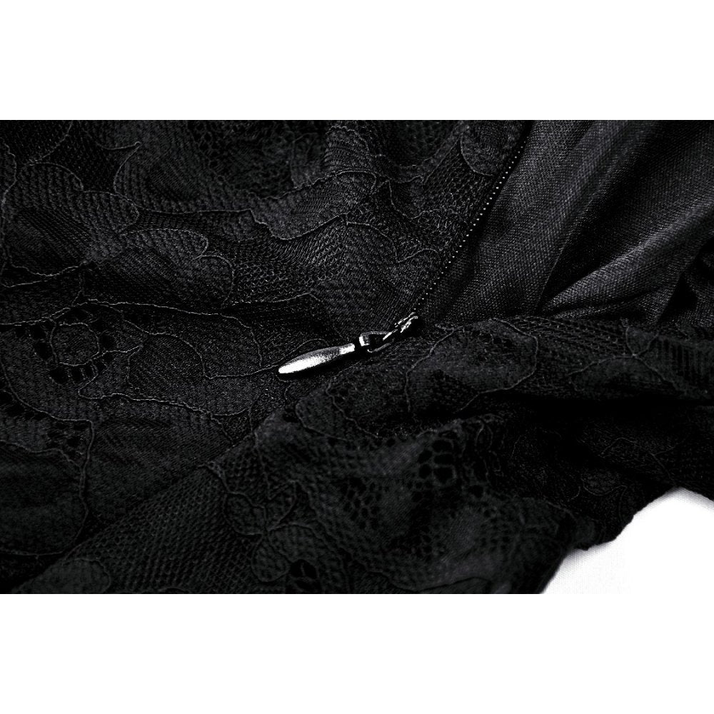 Dark In Love Naiara Lace Dress – Gothic Side Slit Gown with Lace Up Back