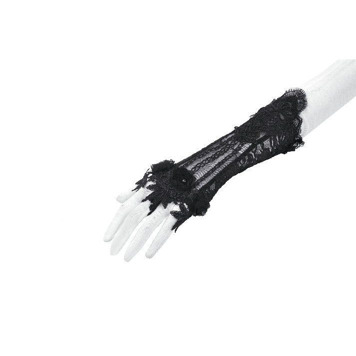 Dark in Love Ottilie Gothic Fingerless Gloves | Embellished Lace