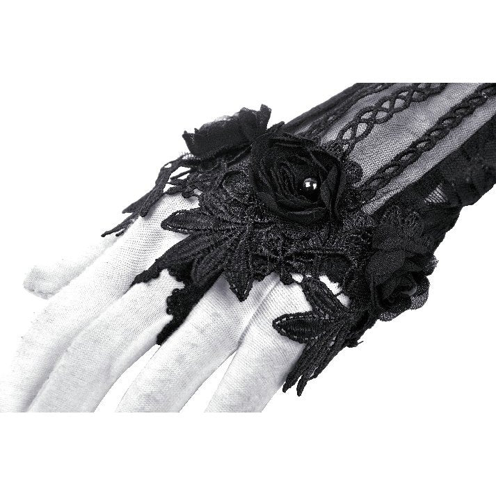 Dark in Love Ottilie Gothic Fingerless Gloves | Embellished Lace