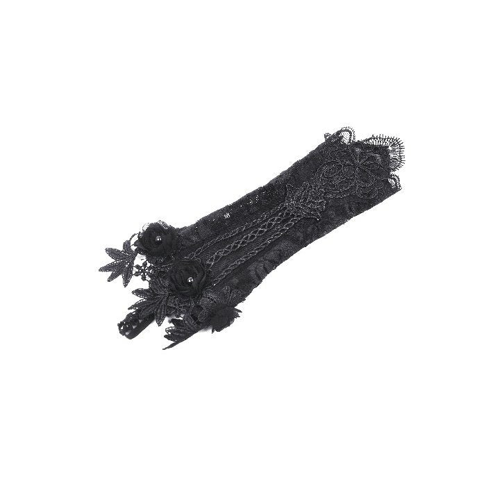 Dark in Love Ottilie Gothic Fingerless Gloves | Embellished Lace
