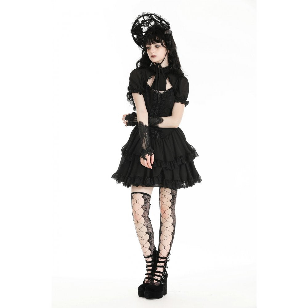 Dark in Love Ottilie Gothic Fingerless Gloves | Embellished Lace