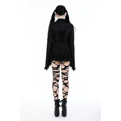 Dark In Love Wren Mini Skirt – Gothic Lace Frill with Winged Charm