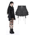 Dark In Love Wren Mini Skirt – Gothic Lace Frill with Winged Charm