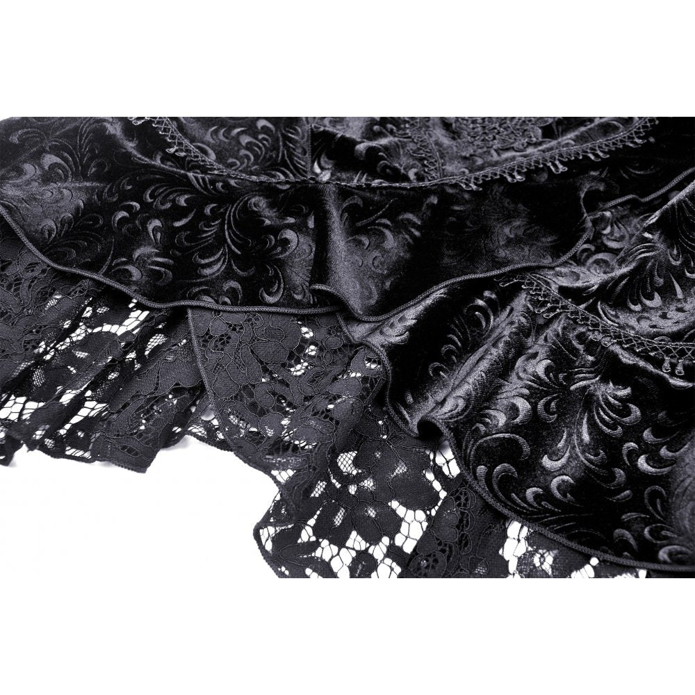 Dark In Love Zira Velvet Jacquard Fishtail Skirt with Lace Details