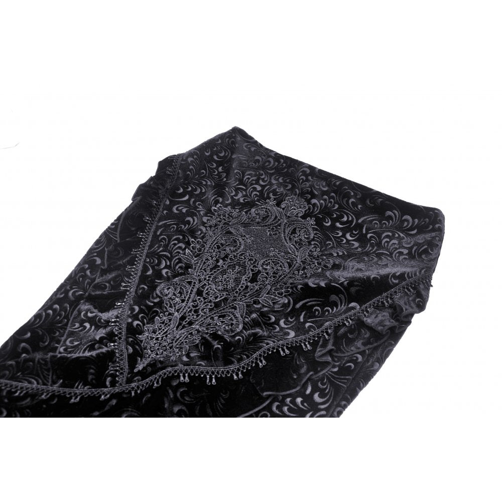 Dark In Love Zira Velvet Jacquard Fishtail Skirt with Lace Details