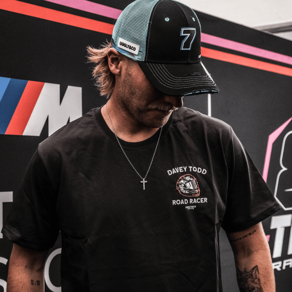 Uggly and Co Davey Todd Road Racer Tee – Vintage Grey Cotton T-Shirt
