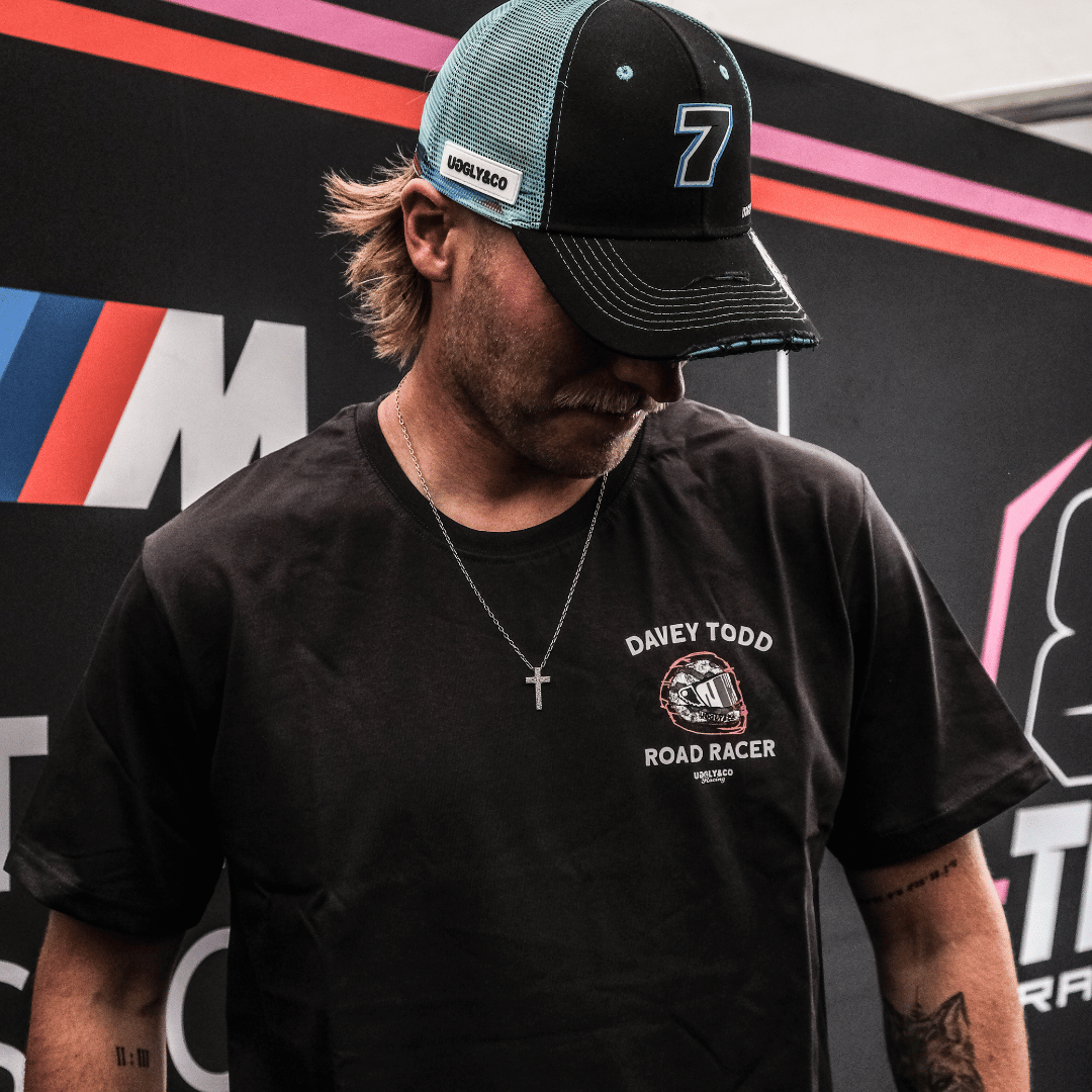 Uggly and Co Davey Todd Road Racer Tee – Vintage Grey Cotton T-Shirt