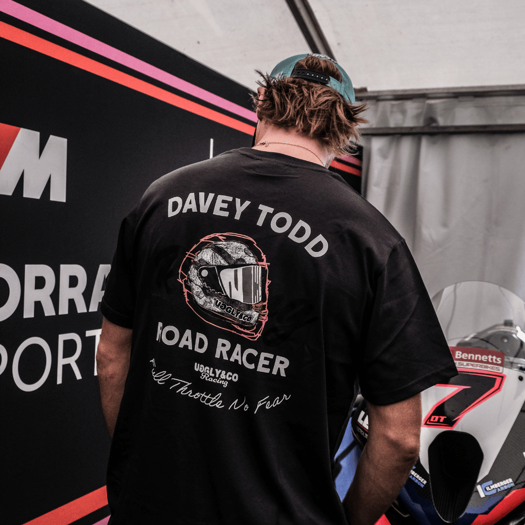 Uggly and Co Davey Todd Road Racer Tee – Vintage Grey Cotton T-Shirt