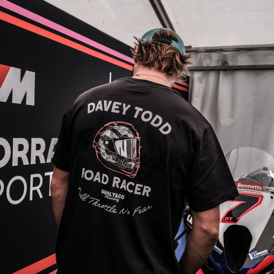 Uggly and Co Davey Todd Road Racer Tee – Vintage Grey Cotton T-Shirt